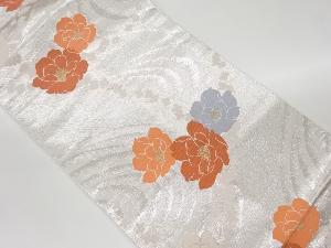 リサイクル　流水に花々模様織出し名古屋帯